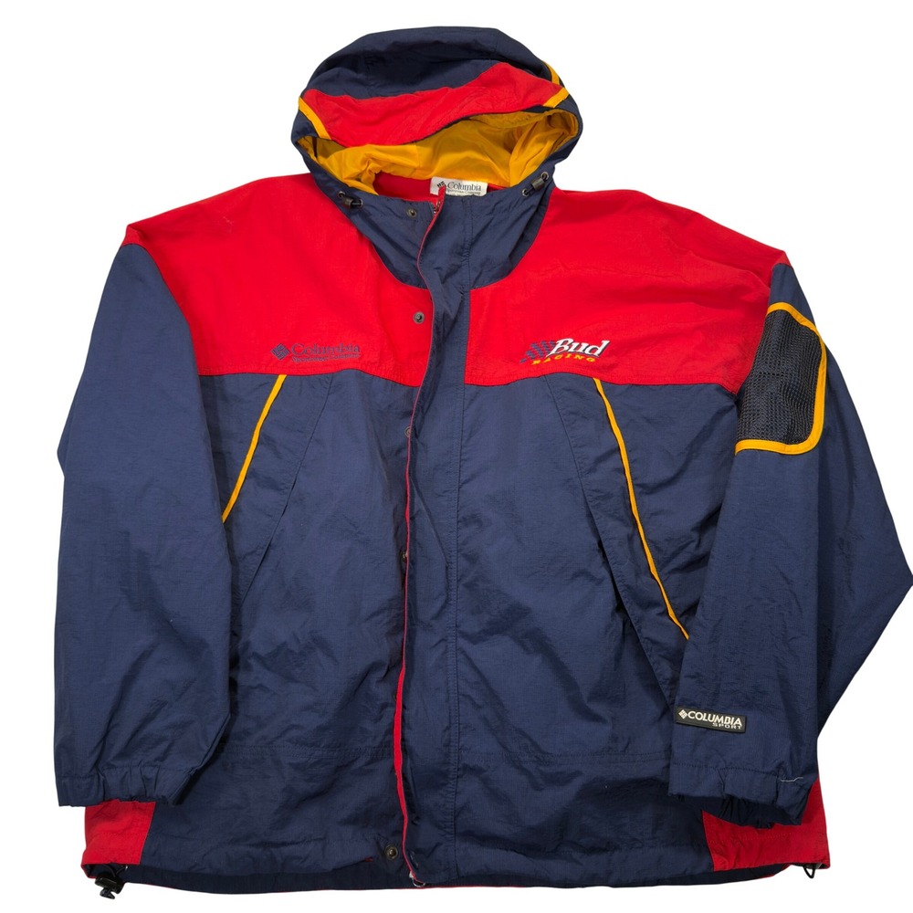 Vintage Columbia Budweiser Bud Racing Mens XL‎ Windbreaker Jacket 90s Colorblock